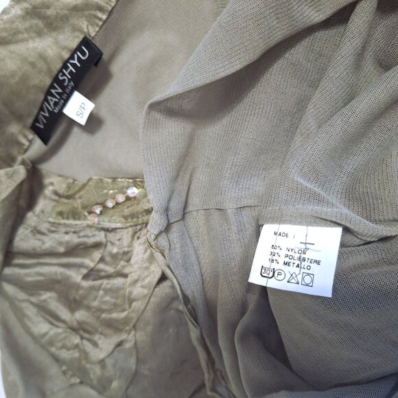 Brand New Vintage Made in Italy Organza Sequence Placket top with label attached - Picture 7 of 12